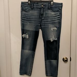 💝AEO Patchwork Jeggings 18 Short